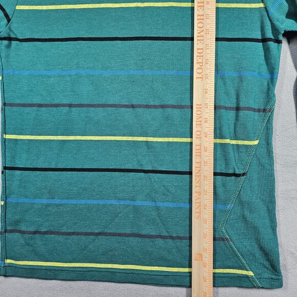 Volcom Shirt Mens XL Green Thermal Waffle Knit Striped Y2K Spellout Skater Y2K - Picture 10 of 11